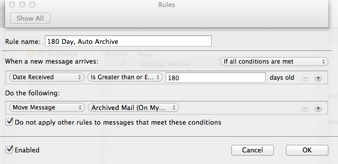 archive emails outlook 2016 for mac app